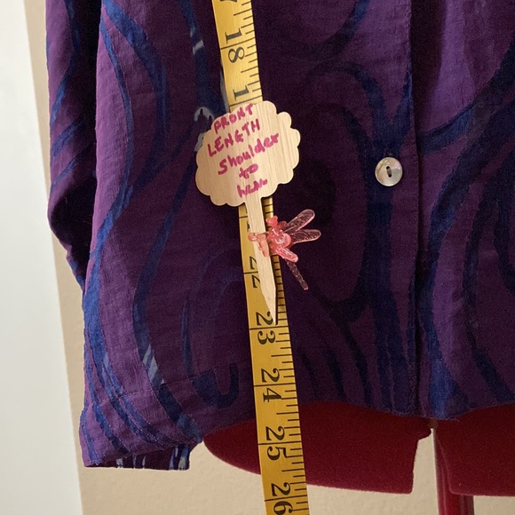 Chico’s size 3=XL purple & black blouse 77% rayon 33% nylon Made in Turkey - Picture 4 of 11
